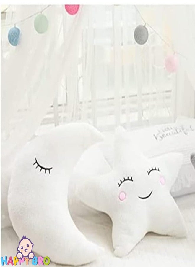 HAPPY BRO White Moon Super Soft Plush Cushion Cute Decorative Nursery & Kids Room Pillow Baby Soft Toy & Gift - Image 3